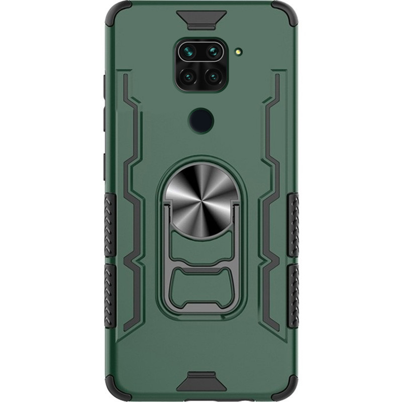 Ударопрочный чехол Beer Ring for Magnet для Xiaomi Redmi Note 9 / Redmi 10X (Темно-зеленый)