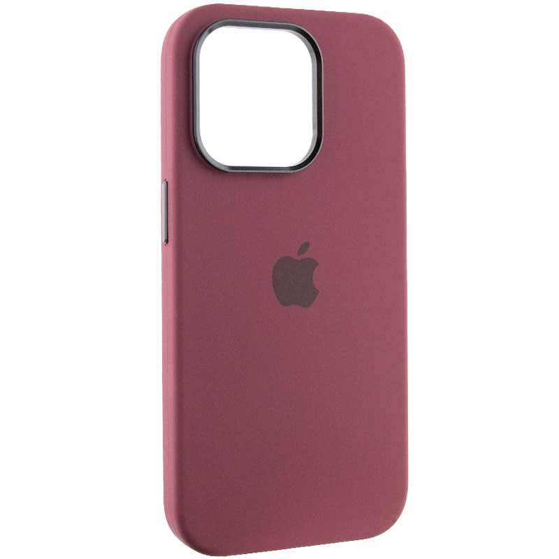 Чехол Silicone Case Metal Buttons (AA) для Apple iPhone 13 Pro (6.1") (Бордовый / Plum)