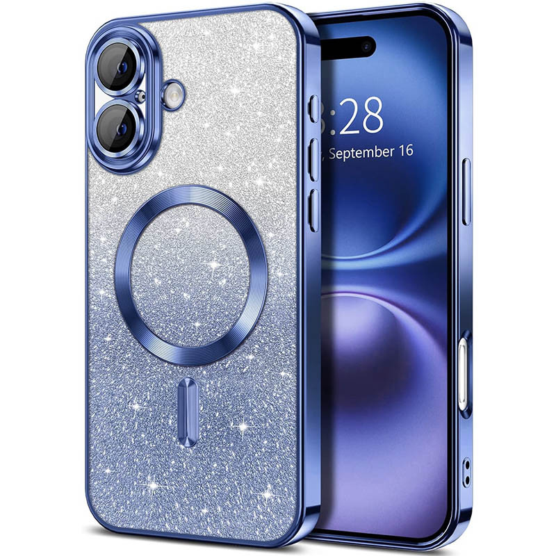 TPU чехол Delight case with Magnetic Safe с защитными линзами на камеру для Apple iPhone 16 (6.1") (Синий / Deep navy)