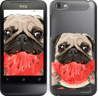 

Чохол Мопс і кавун на HTC One V t320e 843531
