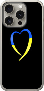 Чехол Жёлто-голубое сердце для iPhone 15 Pro