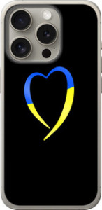 Чехол Жёлто-голубое сердце для iPhone 15 Pro