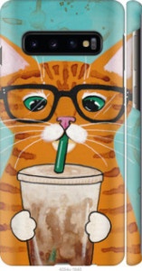Чехол Зеленоглазый кот в очках для Samsung Galaxy S10