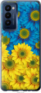 Чехол Жёлто-голубые цветы для Tecno Camon 18 P