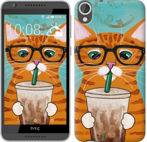 Чохол Зеленоокий кіт в окулярах на HTC Desire 820