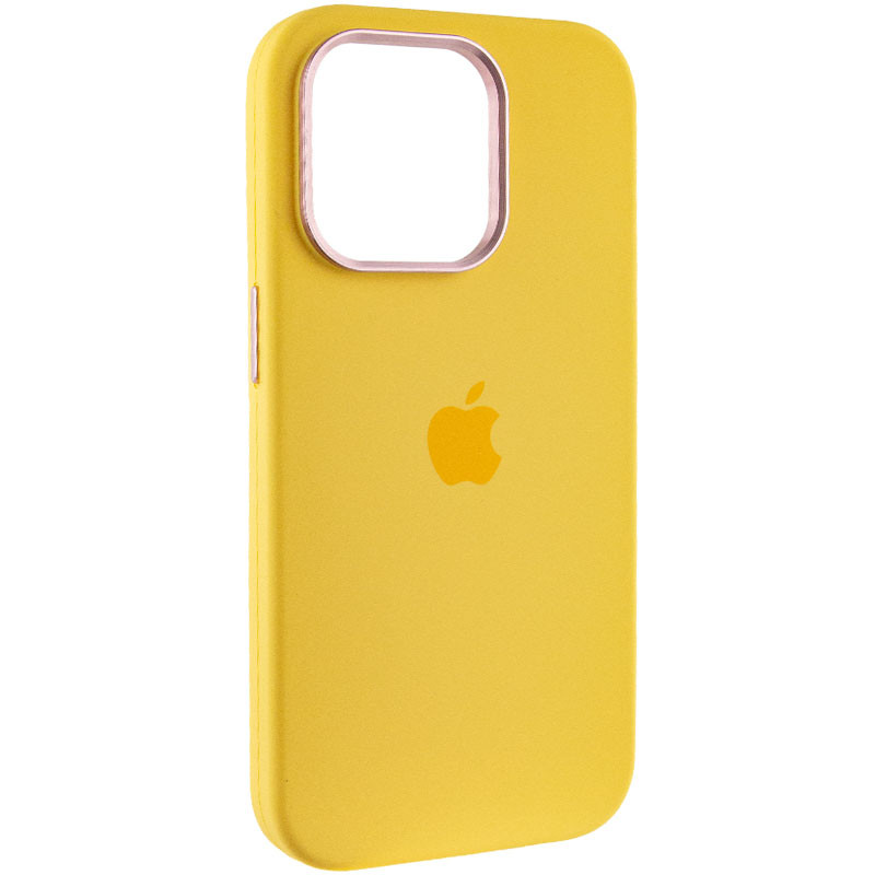Чохол Silicone Case Metal Buttons (AA) на Apple iPhone 14 Pro (6.1") (Эстетический дефект / Жовтий / Sunglow)