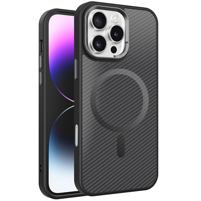 Чехол TPU+PC Carbon Mirage with Magnetic safe для Apple iPhone 16 Pro Max (6.9") (Black)