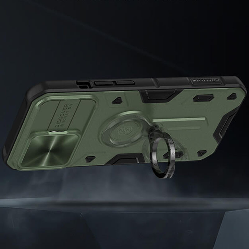 TPU+PC чехол Nillkin CamShield Armor no logo (шторка на камеру) для Apple iPhone 14 (6.1") (Зеленый) в магазине vchehle.ua