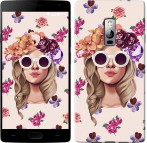 Чехол Девушка с цветами v2 для OnePlus 2