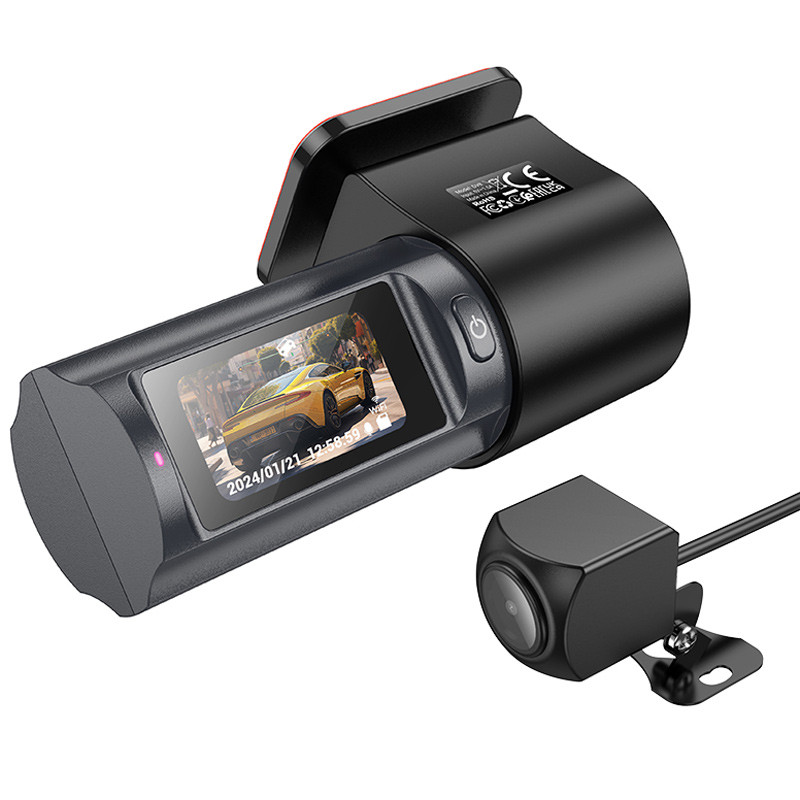 Купити Відеореєстратор Hoco DV8 2K display hidden driving recorder (with rear camera) (Black) на vchehle.ua