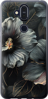 Чохол Чорні квіти на Nokia 8.1