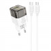 СЗУ Hoco C131A Platium PD30W+QC3.0 (1USB-A/1C) + кабель Type-C to Type-C (Transparent black)