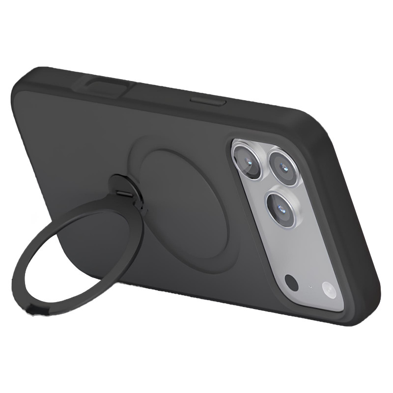 Фото TPU+PC чехол Metal Buttons with Magnetic Safe Colorful HQ Ring для Apple iPhone 17 Pro Max (6.9") (Black) на vchehle.ua