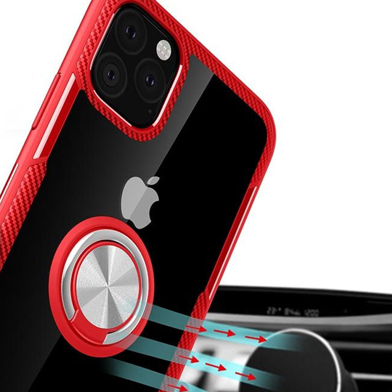 Фото TPU+PC чехол Deen CrystalRing for Magnet (opp) для Apple iPhone 11 Pro (5.8") (Бесцветный / Красный) на vchehle.ua