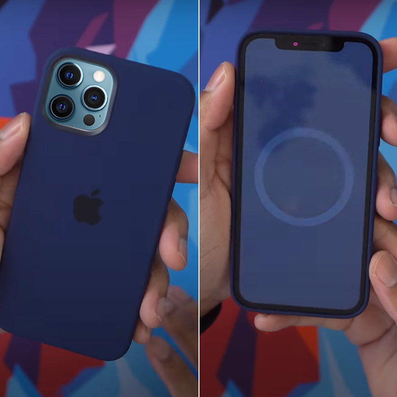 Фото Уценка Чехол Silicone case (AAA) with Magsafe and Animation для Apple iPhone 12 Pro Max (6.7") (Дефект упаковки / Синий / Capri Blue) на vchehle.ua