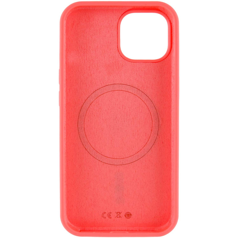 Фото Чохол Silicone Case Full Protective (AA) NO LOGO with Magnetic Safe на Apple iPhone 15 (6.1") (Кавуновий / Watermelon red) в маназині vchehle.ua