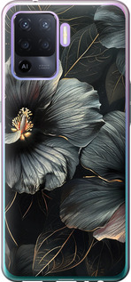 Чохол Чорні квіти на Oppo Reno5 Lite