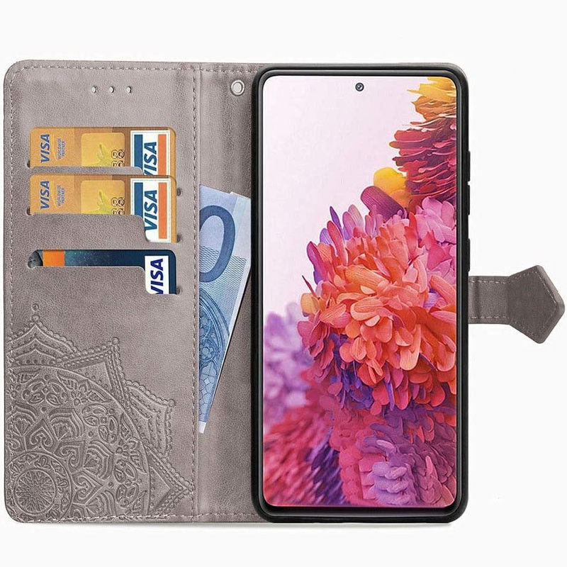 Фото Шкіряний чохол-книжка Art Case з візитницею на Samsung Galaxy S20 FE (Сірий) на vchehle.ua