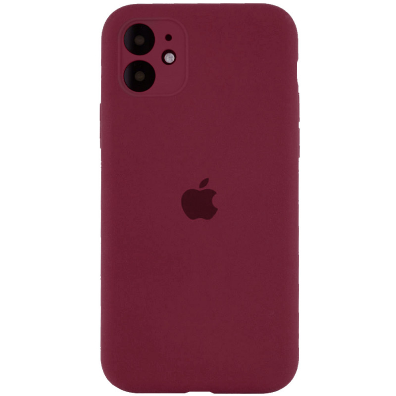 Чохол Silicone Case Full Camera Protective (AA) на Apple iPhone 12 (6.1") (Бордовий / Plum)