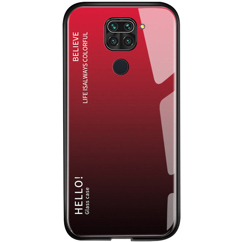 TPU+Glass чехол Gradient HELLO для Xiaomi Redmi Note 9 / Redmi 10X (Красный)