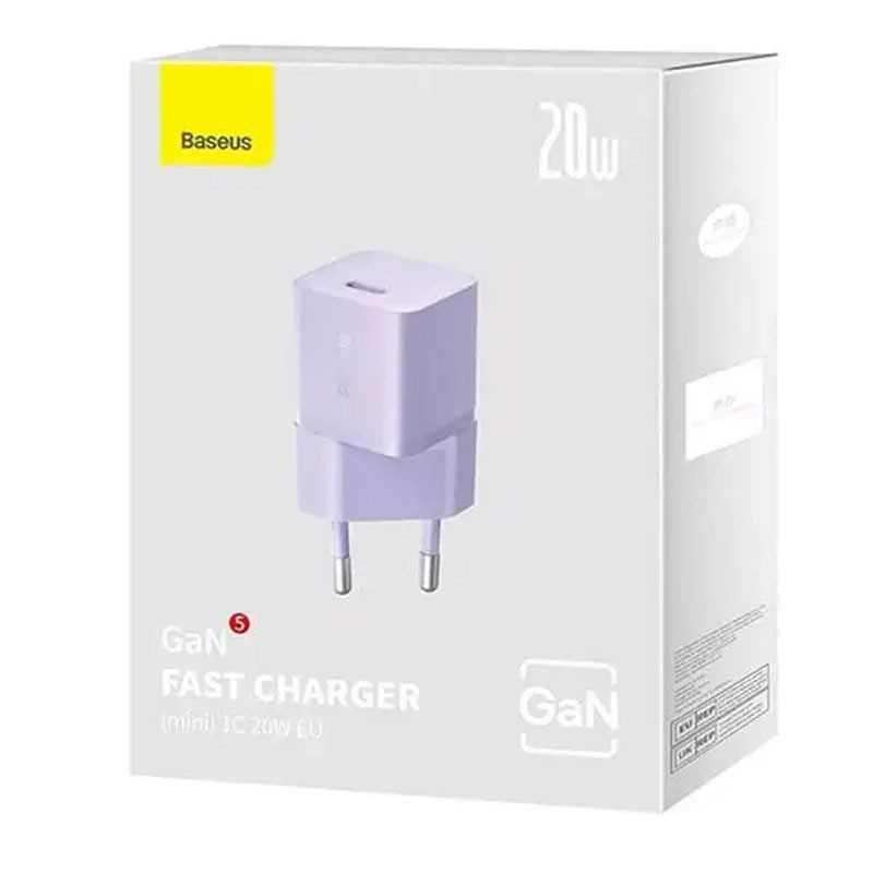 Фото СЗУ Baseus GaN5 Fast Charger (mini) 1C 20W (CCGN05010) (Purple) на vchehle.ua