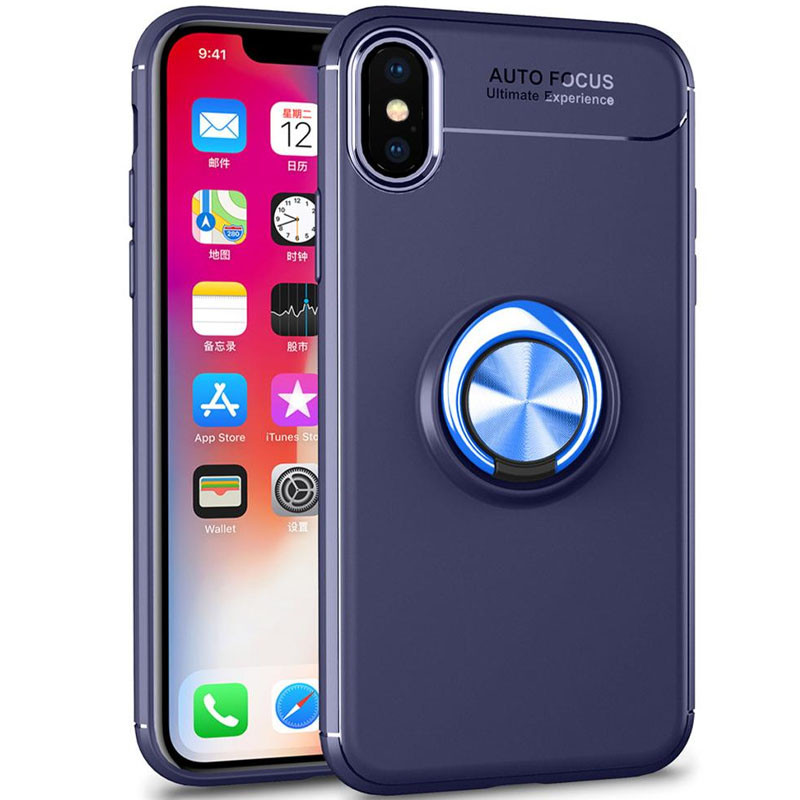 TPU чехол Deen ColorRing под магнитный держатель (opp) для Apple iPhone XS Max (6.5") (Синий / Синий)