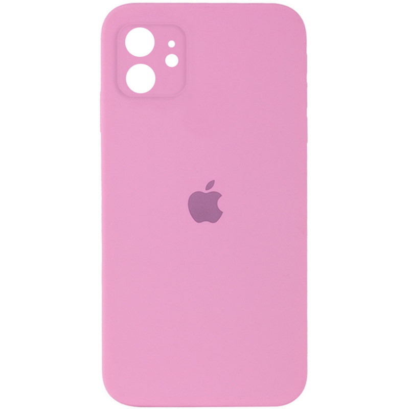 Чохол Silicone Case Square Full Camera Protective (AA) на Apple iPhone 11 (6.1") (Рожевий / Light pink)