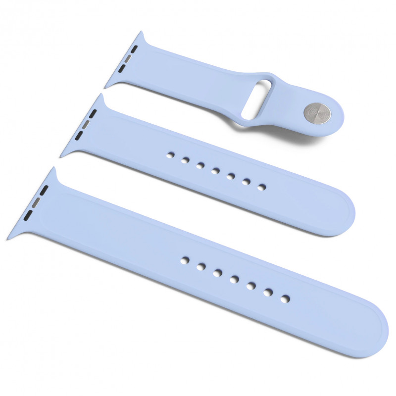 

Силіконовий ремінець для Apple Watch Sport Band 38/40 (S/M & M/L) 3pcs (Блакитний / Lilas Cream) 873469