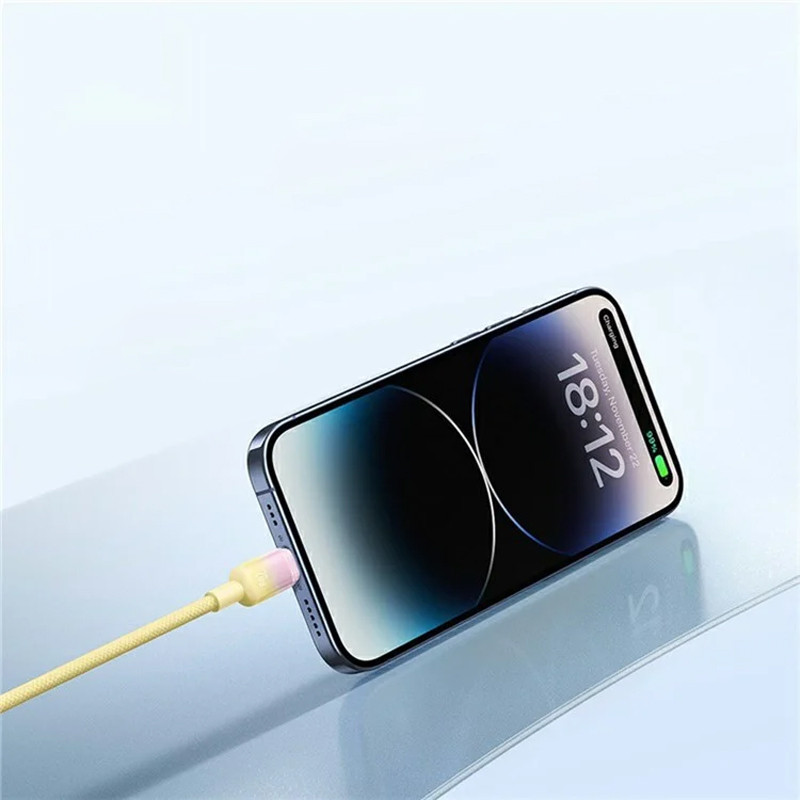 Фото Дата кабель Baseus Discolor Series Fast Charging USB to Lightning 2.4A (1m) (P10374900) (Custard Yellow) в маназині vchehle.ua
