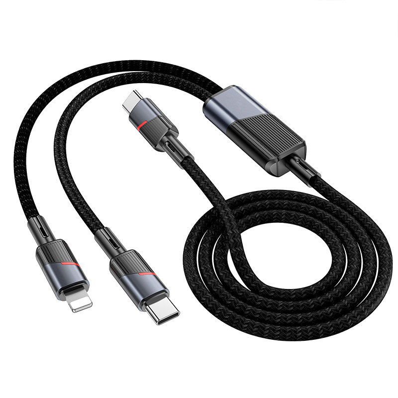 Фото Дата кабель Hoco U139 Type-C to Lightning/Type-C 100W (1.2m) (Black) на vchehle.ua
