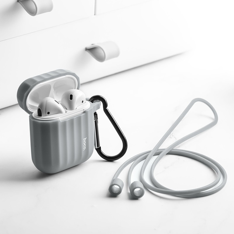 Фото Силиконовый футляр Hoco WB10 для наушников AirPods 1/2 (Серый) в магазине vchehle.ua