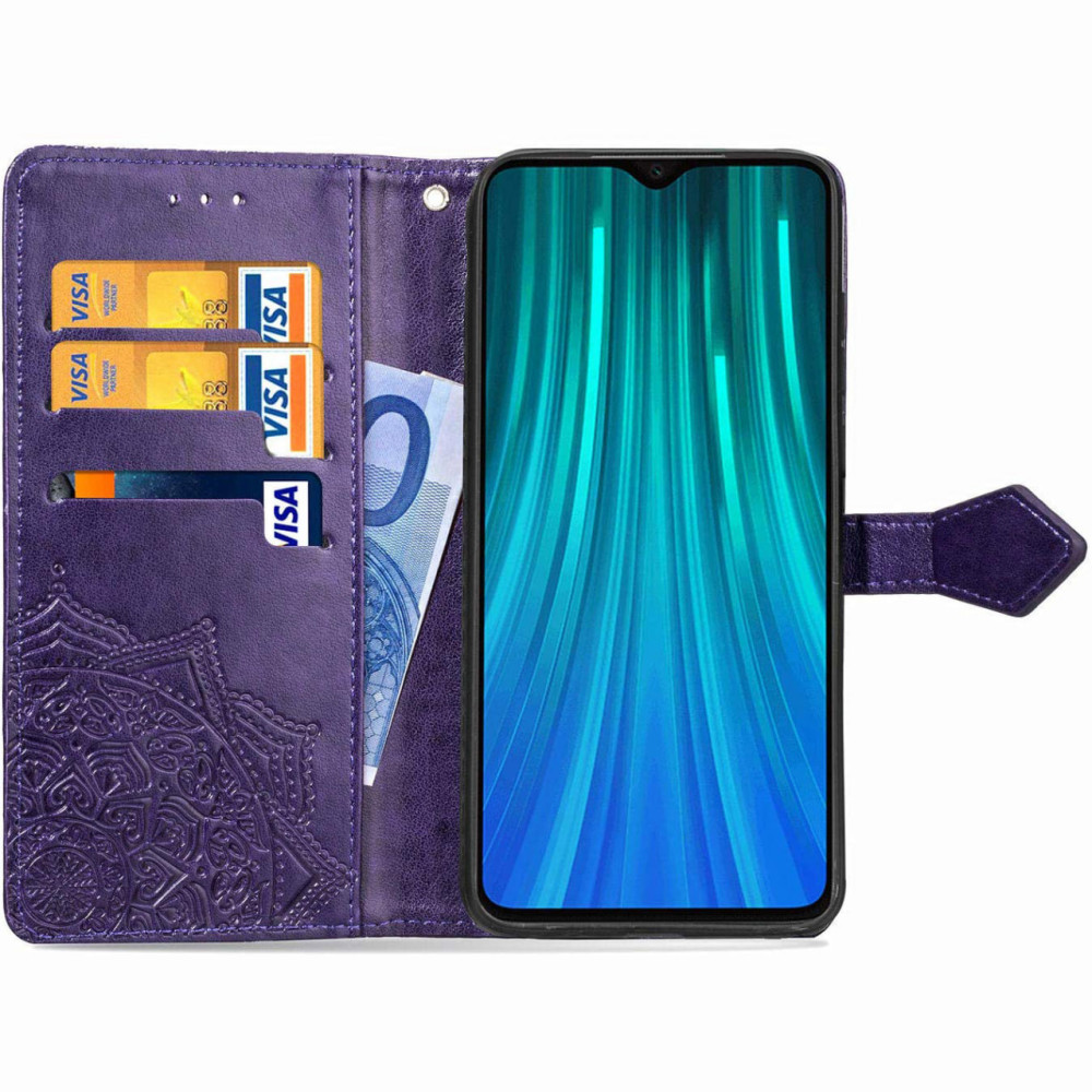 Кожаный чехол (книжка) Art Case с визитницей для Xiaomi Redmi Note 8 Pro (Фиолетовый) в магазине vchehle.ua