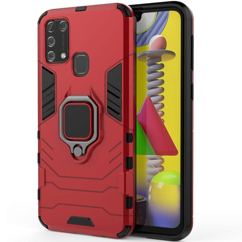 Ударопрочный чехол Transformer Ring for Magnet для Samsung Galaxy M30s / M21 (Красный / Dante Red)