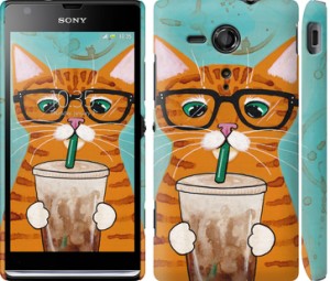 Чехол Зеленоглазый кот в очках для Sony Xperia SP M35H