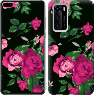 

Чохол Троянди на чорному тлі на Huawei P40 934089