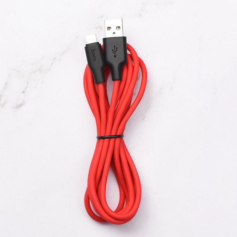 Фото Дата кабель Hoco X21 Plus Silicone Lightning Cable (1m) (Black / Red) на vchehle.ua