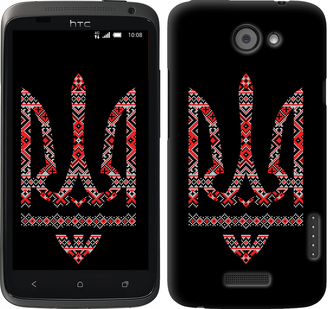 Чехол Герб - вышиванка на черном фоне для HTC One X+