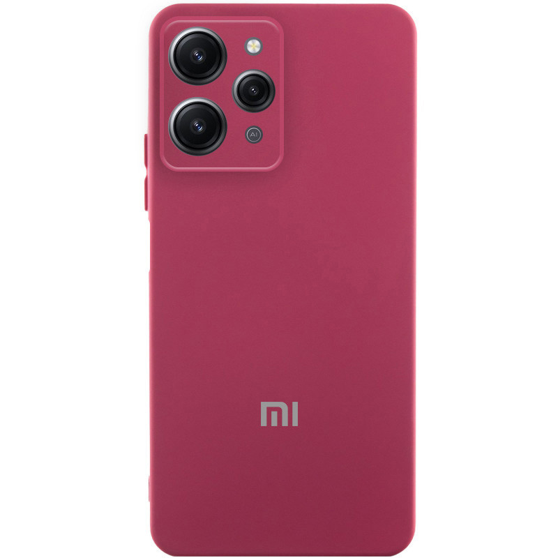 Чохол Silicone Cover Lakshmi Full Camera (AAA) with Logo на Xiaomi Redmi 12 (Бордовий / Plum)