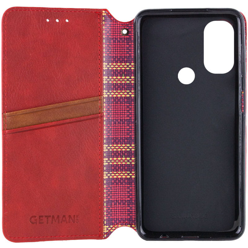 Фото Кожаный чехол-книжка GETMAN Cubic (PU) для Motorola Moto E40 (Красный) в магазине vchehle.ua