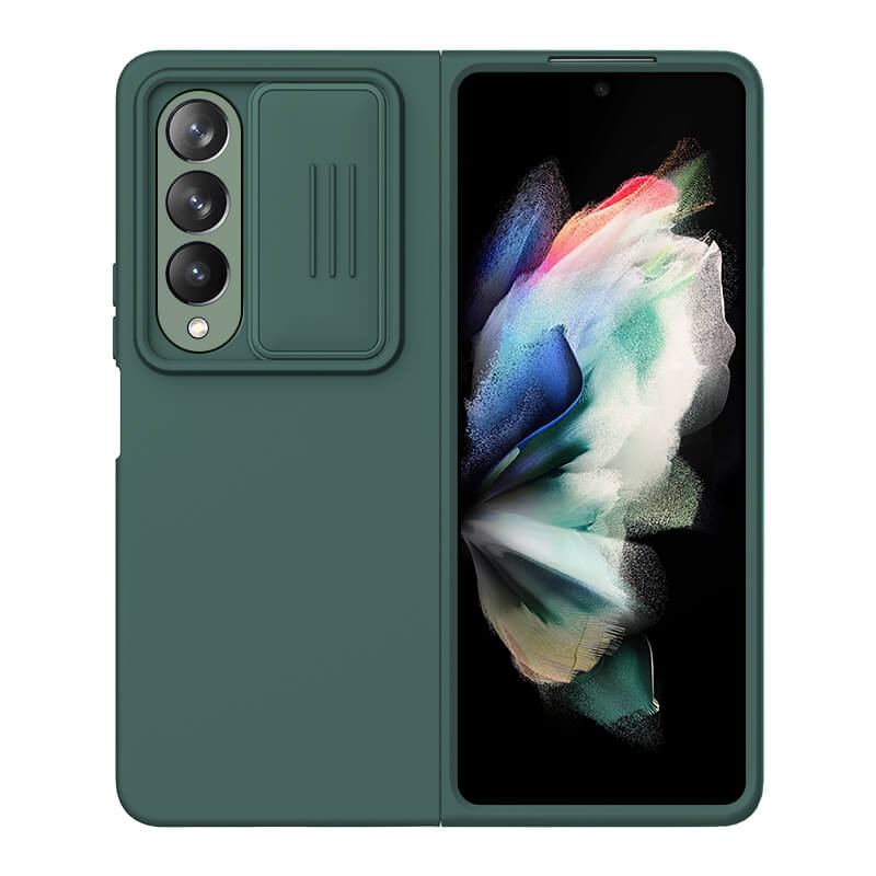 Силиконовая накладка Nillkin Camshield Silky для Samsung Galaxy Z Fold4 (Dark green)