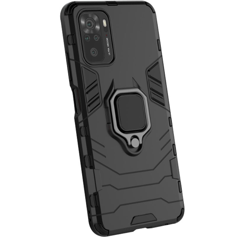 Ударопрочный чехол Transformer Ring for Magnet для Xiaomi Redmi Note 10 / Note 10s (Черный / Soul Black)