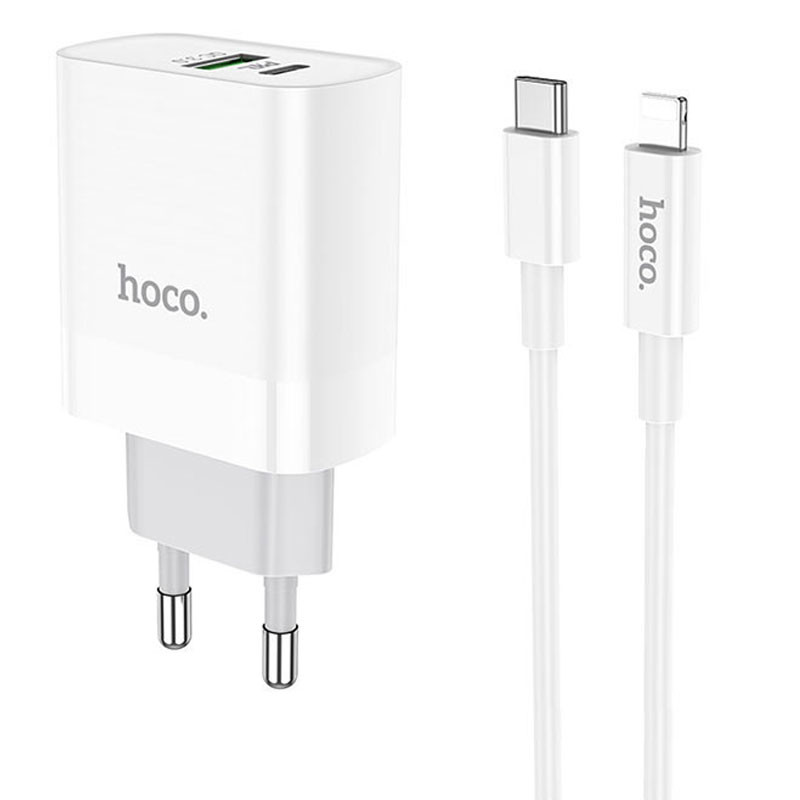 

МЗП HOCO C80A PD + QC3.0 (1USB / 3.1A) Type-C to lightning (Білий) 1069027