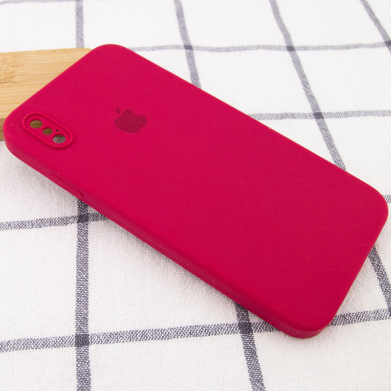 Фото Чехол Silicone Case Square Full Camera Protective (AA) для Apple iPhone XS Max (6.5") (Красный / Rose Red) на vchehle.ua