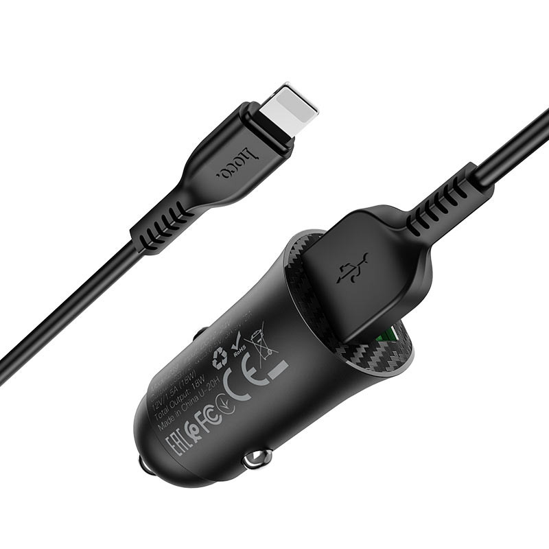 АЗП Hoco Z39 QC3.0 (2USB) + Lightning (Чорний) в магазині vchehle.ua