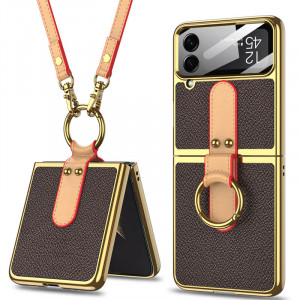 Шкіряний чохол GKK with ring and strap на Samsung Galaxy Z Flip4