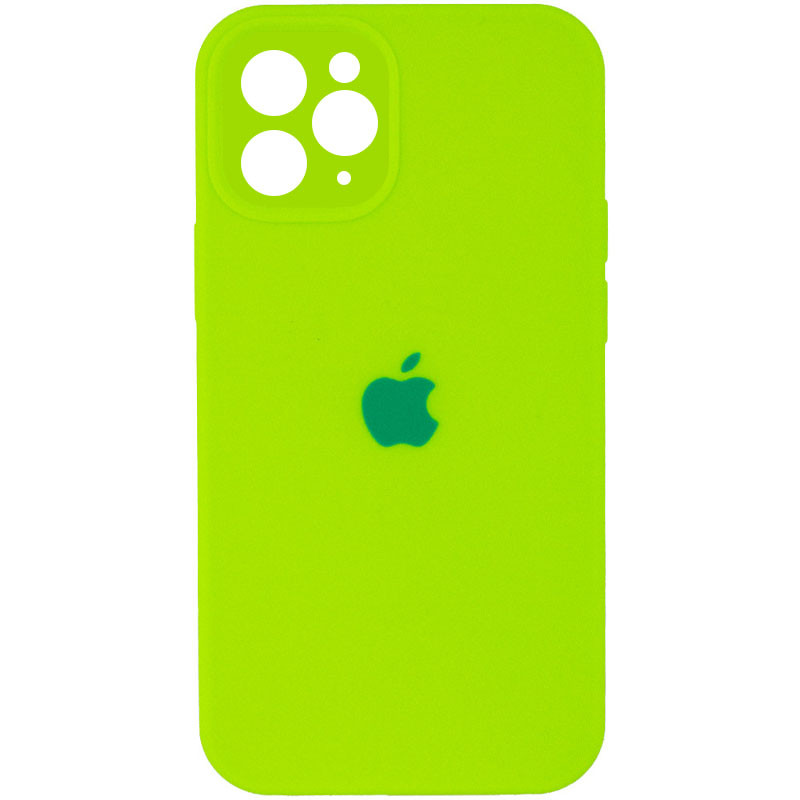 Чехол Silicone Case Full Camera Protective (AA) для Apple iPhone 12 Pro (6.1") (Салатовый / Neon green)