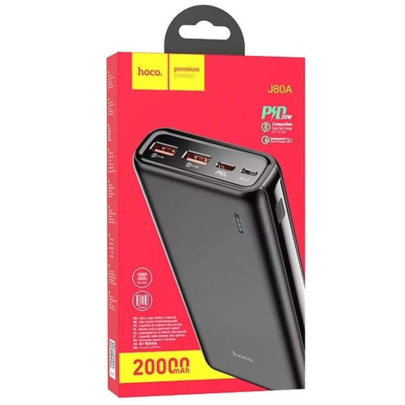 Фото Уцінка Портативне ЗП Power Bank Hoco J80A PD20W+QC3.0 20000 mAh (Естетичний дефект / Чорний) на vchehle.ua