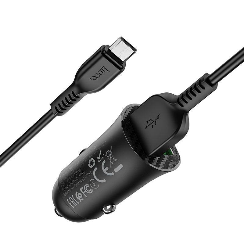 Уценка АЗУ Hoco Z39 Farsighted QC3.0 18W (2USB-A) + кабель USB to MicroUSB (Поврежденная упаковка / Черный) в магазине vchehle.ua