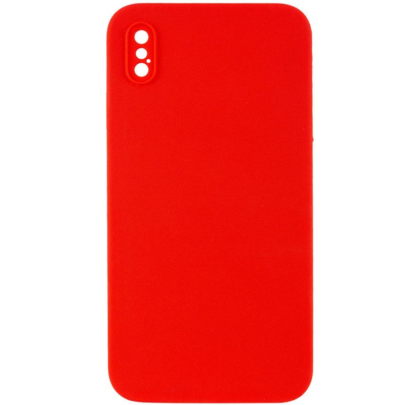 Silicone Case Square Full Camera Protective (AA) NOLOGO на Apple iPhone X / XS (5.8") (Червоний / Red)