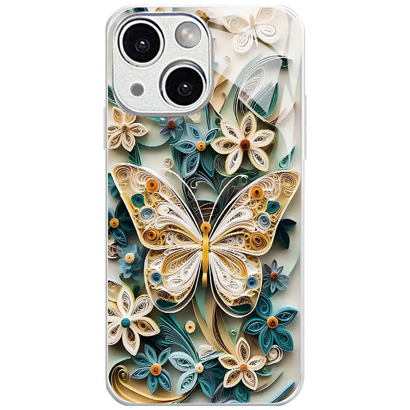 TPU+Glass чехол Nature для Apple iPhone 15 (6.1") (Butterfly)